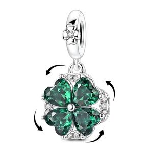 Elegant Silver and Green Clover Pendant